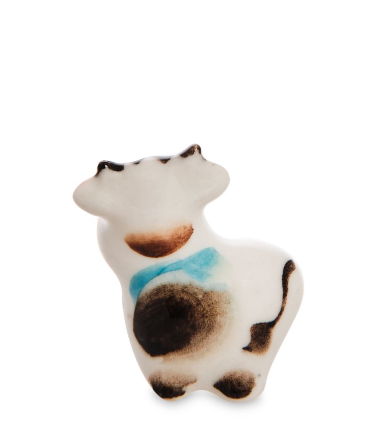 Фигурка Маленький Бык символ 2021 года Цветная гжель ГЛ-672, фотография со спины