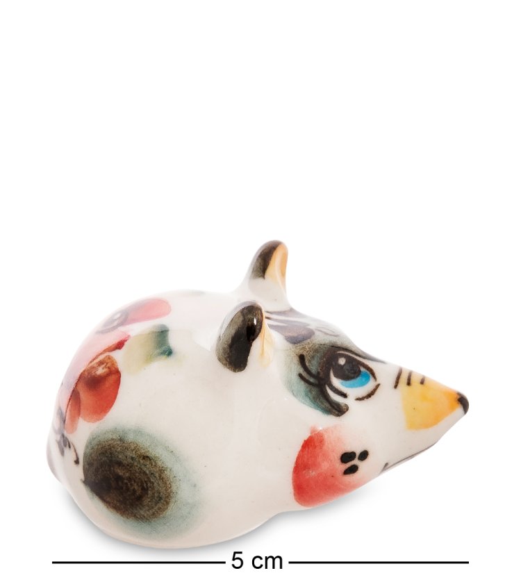 Фигурка Мышонок Матвей Цветная гжель ГЛ-561, фотография сбоку