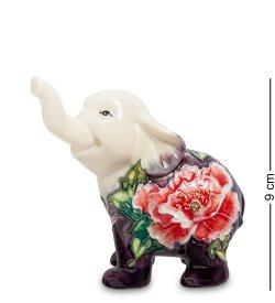 Статуэтка из фарфора Слоненок с поднятым хоботом с цветком