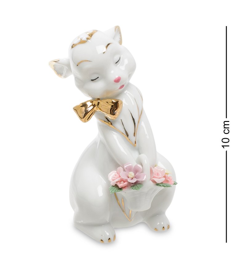 Статуэтка из фарфора Белая крольчиха с корзинкой цветов Pavone JP-31/ 3