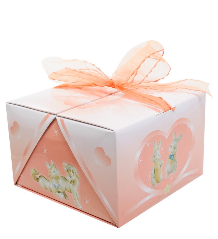 Статуэтка из фарфора Белая крольчиха с корзинкой цветов Pavone JP-31/ 3, фотография коробочки