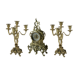 Бронзовые Часы с канделябрами Тюильри, каминные, золотые