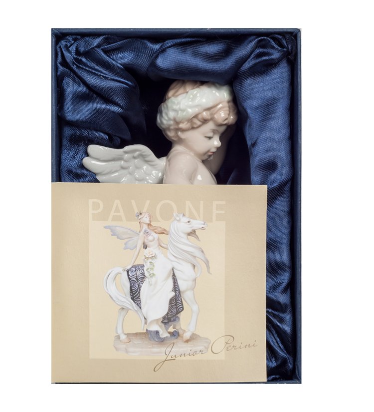 Статуэтка из фарфора Рождественский ангел в мешке Pavone JP-47/ 3, фотография в упаковке