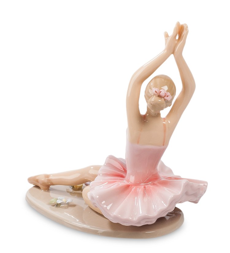 Статуэтка из фарфора Балерина на полу с поднятыми руками Pavone CMS-19/15, фотография со спины