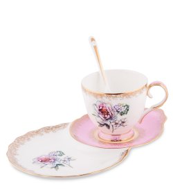 Чайная пара из фарфора Цветок Неаполя, розовая