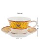 Чайный сервиз на 6 персон из фарфора Арабески, желтый Pavone JK-178, фотография чайной пары