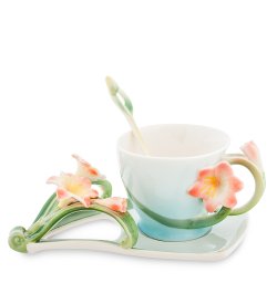 Чайная пара из фарфора с ложечкой Кливия