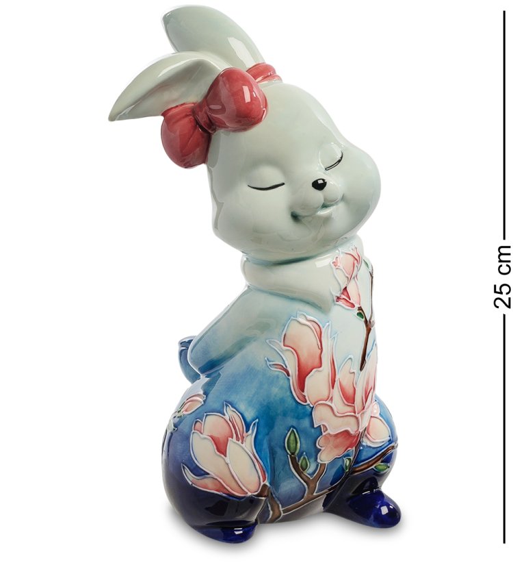 Статуэтка из фарфора Синий заяц с бантом на ушах Pavone JP-850/ 2