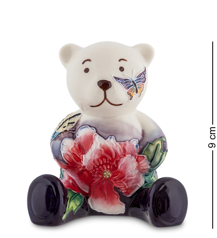 Фигурка из фарфора Медвежонок с красным цветком Pavone JP-247/32