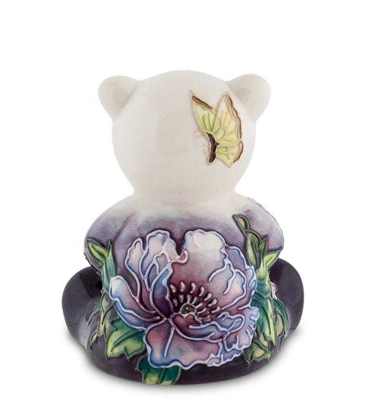 Фигурка из фарфора Медвежонок с красным цветком Pavone JP-247/32, фотография со спины