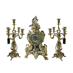 Бронзовые Каминные часы с канделябрами Кассиопея