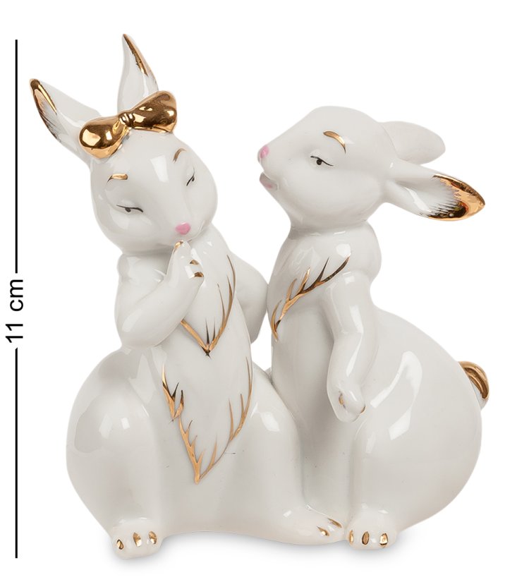 Статуэтка из фарфора Пара Кроликов с золотым декором Pavone JP-31/16