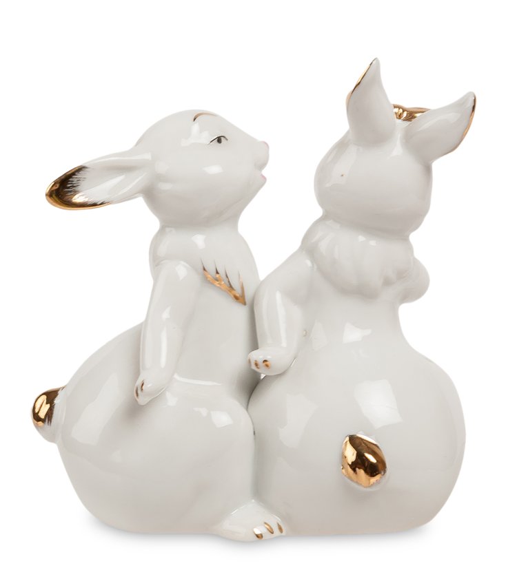Статуэтка из фарфора Пара Кроликов с золотым декором Pavone JP-31/16, оборотная сторона
