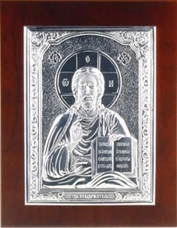 Икона Христа Спасителя, посеребрение матовая