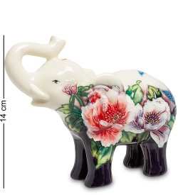 Статуэтка из фарфора Слоник с цветами, хобот вверх