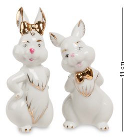 Статуэтка из фарфора Пара белых кроликов с золотым декором