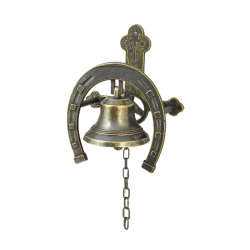 Колокольчик придверный Подкова с цепью, под бронзу