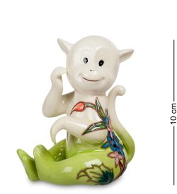 Статуэтка из фарфора Зеленая Обезьянка, роспись цветы