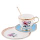 Чайная пара из фарфора Цветок Неаполя, голубая Pavone JK-133