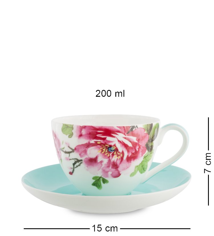 Чайный набор на 2 персоны с 4 тарелками Тоскана Pavone JK-181, фотография чашки и блюдца