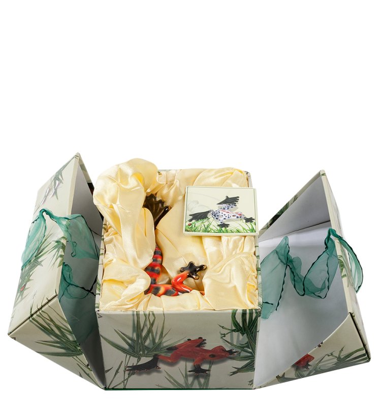 Фигурка из фарфора Лягушка-Красный Хамелеон Pavone JP-32/ 9, упаковочный вид