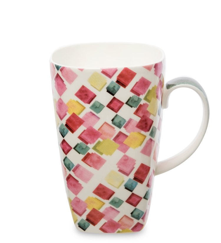 Кружка из фарфора Разноцветные Квадраты Pavone JK-264
