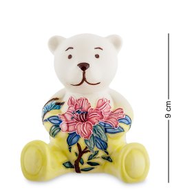 Фигурка из фарфора желтый Медвежонок с розовым цветком