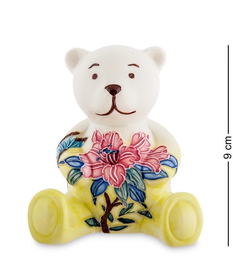 Фигурка из фарфора желтый Медвежонок с розовым цветком Pavone JP-96/ 4
