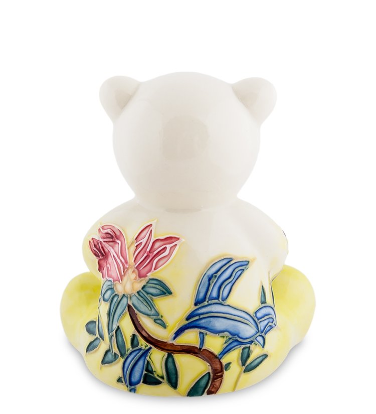 Фигурка из фарфора желтый Медвежонок с розовым цветком Pavone JP-96/ 4, фотография со спины