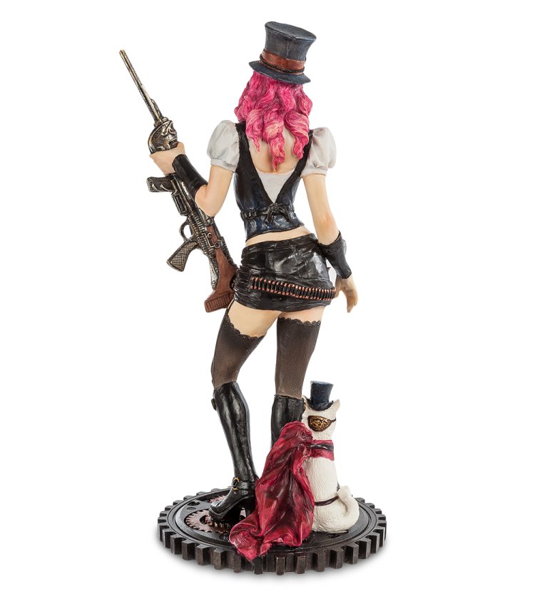 Статуэтка в стиле Стимпанк Девушка с ружьём Veronese WS-377, оборотная сторона