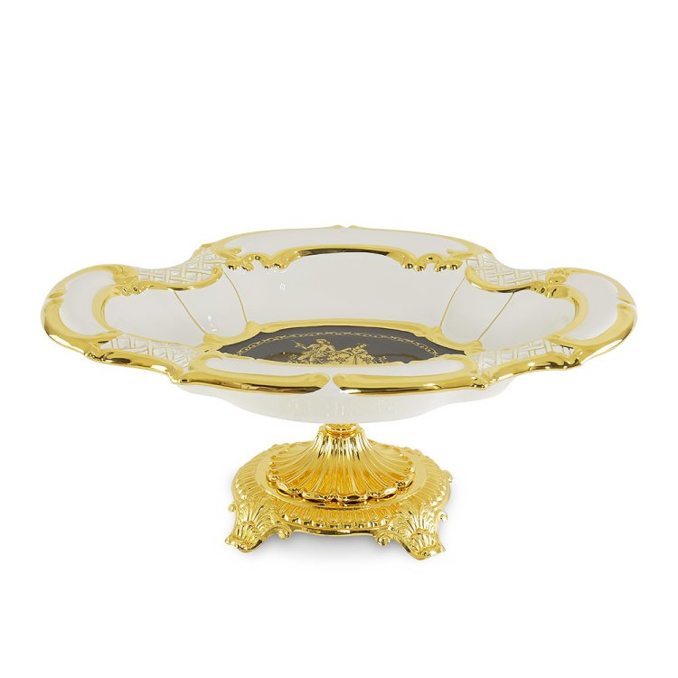 Овальное блюдо на одной ножке коллекция Amante bnb Migliore De Luxe 27280, фотография сбоку