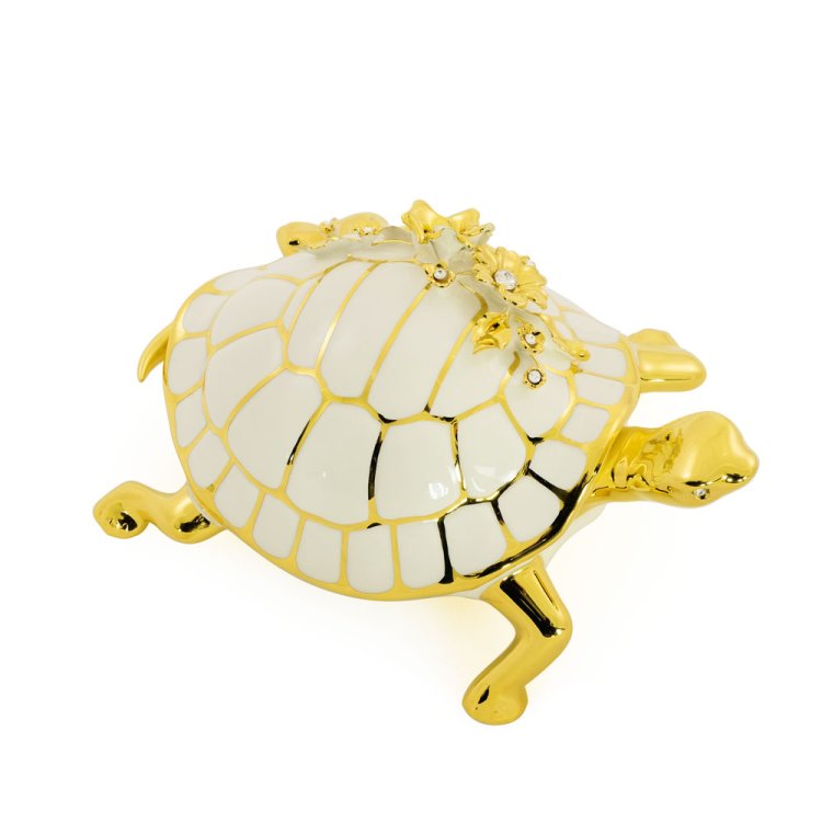 Статуэтка Черепашка с цветком со Swarovski коллекция Giardino Migliore De Luxe 27546, фотография сбоку