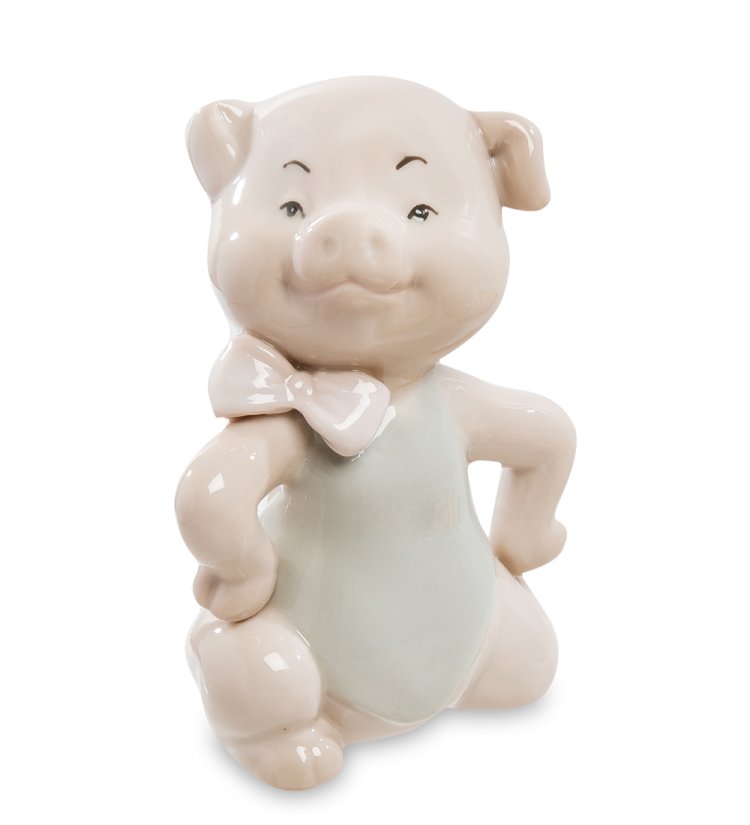 Фигурка из фарфора Поросенок с торжественной бабочкой Pavone JP-111/ 1, вид профиль