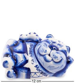 Большая Фигурка Кот Таити Голубая гжель