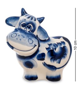 Статуэтка Корова Зорька символ 2021 года - Голубая гжель