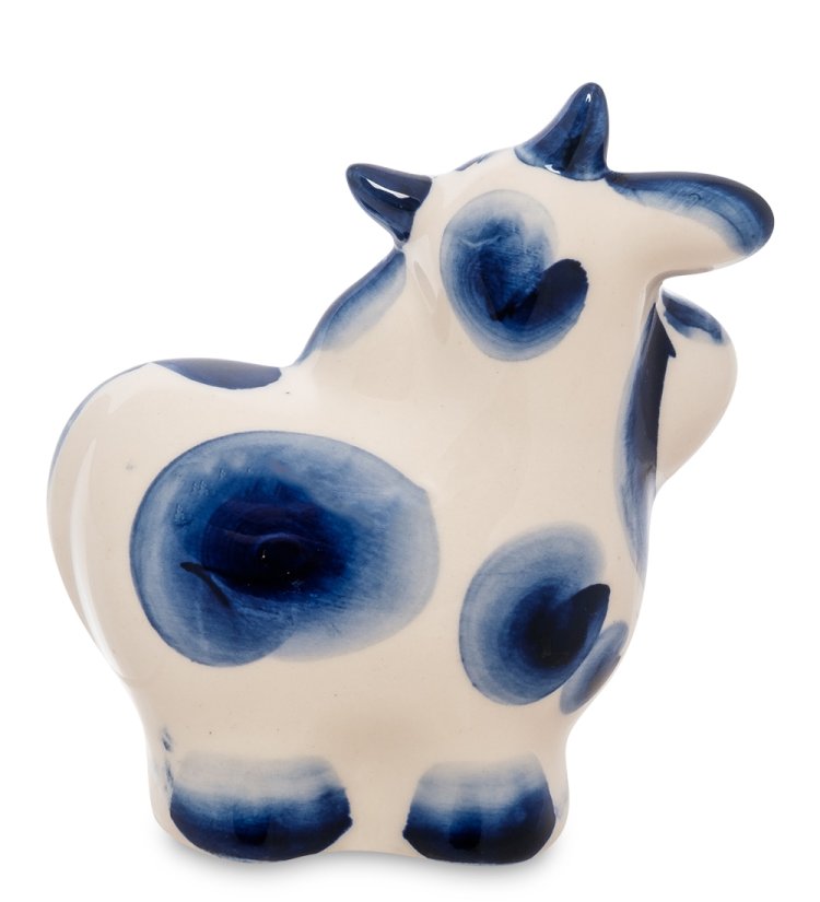 Статуэтка Корова Зорька символ 2021 года - Голубая гжель ГЛ-643, фотография со спины