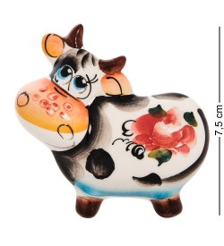 Магнит Корова символ 2021 года Цветная гжель