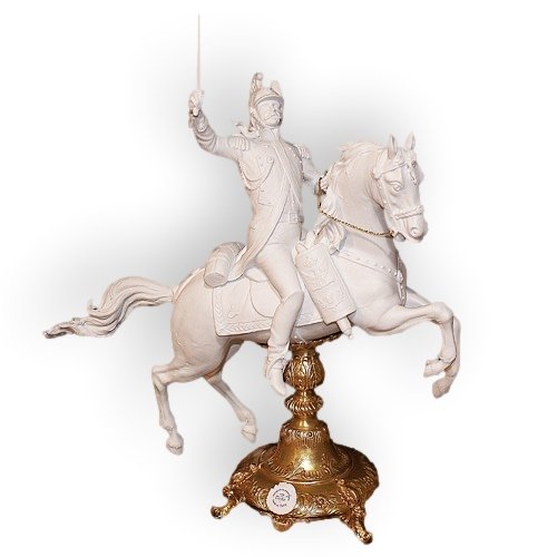 Статуэтка из фарфора Драгун на коне (белое исполнение)