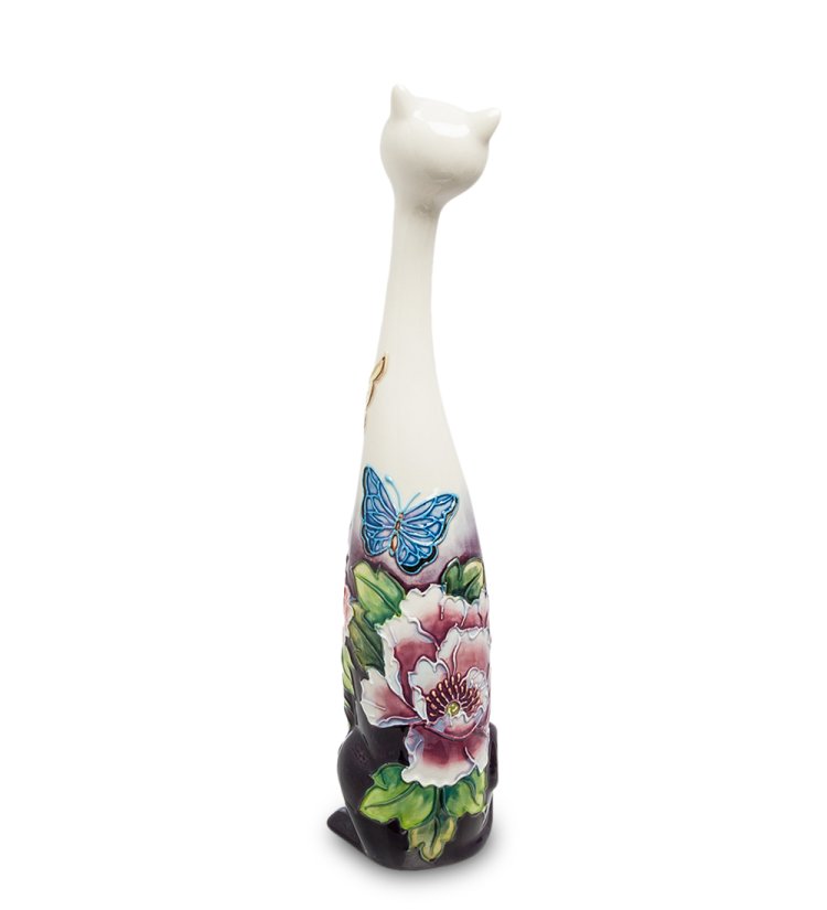 Статуэтка из фарфора Худая кошечка с цветами Pavone JP-247/ 10, фотография со спины