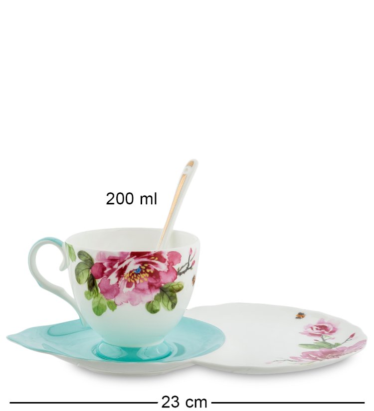 Чайная пара из фарфора Тоскана Pavone JK-182, фотография сбоку