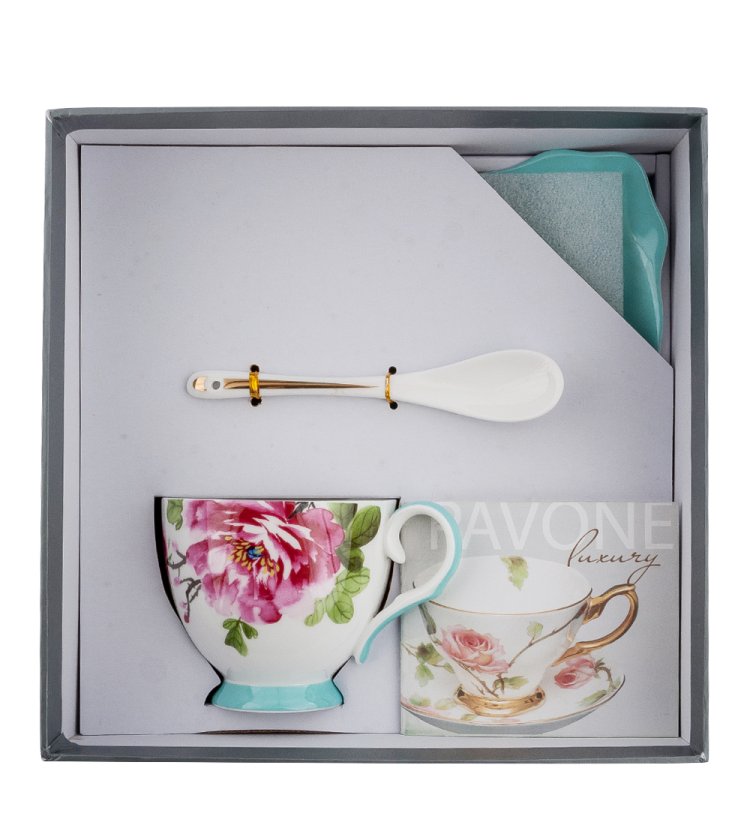 Чайная пара из фарфора Тоскана Pavone JK-182, фотография в упаковке